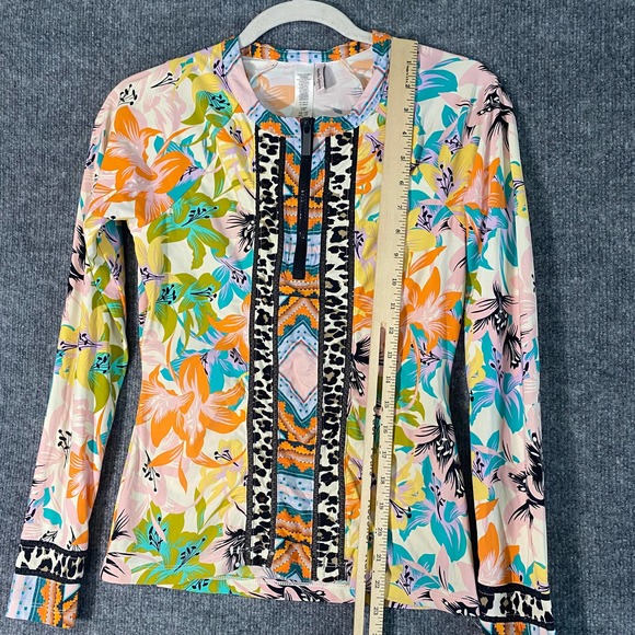 Nanette Lepore Rashguard XS Copa Cubana Swim Bikini Top Floral Print Long Sleeve - Picture 8 of 11